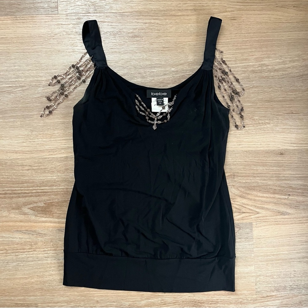 Vintage USA Bebe Black Beaded Cami